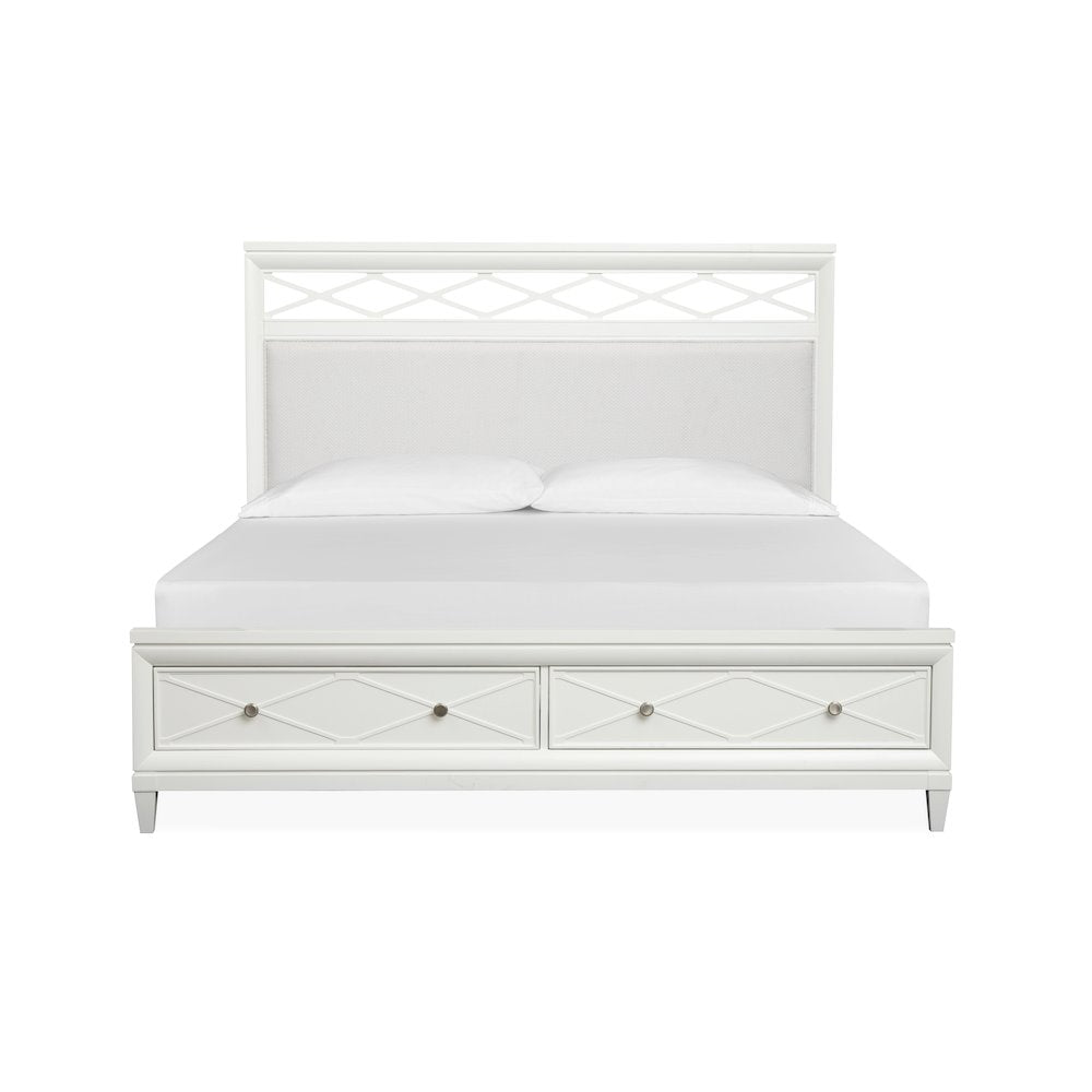 Springhouse Whisper White California King Upholstered Panel Storage Bed