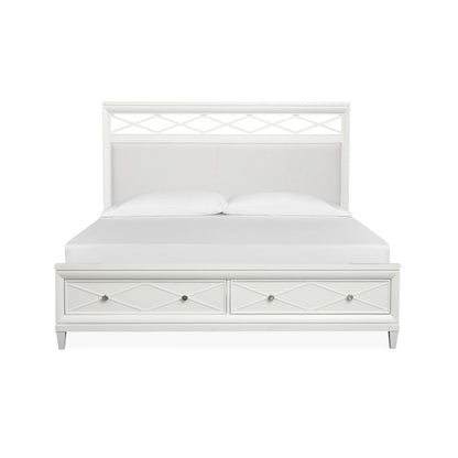 Springhouse Whisper White California King Upholstered Panel Storage Bed