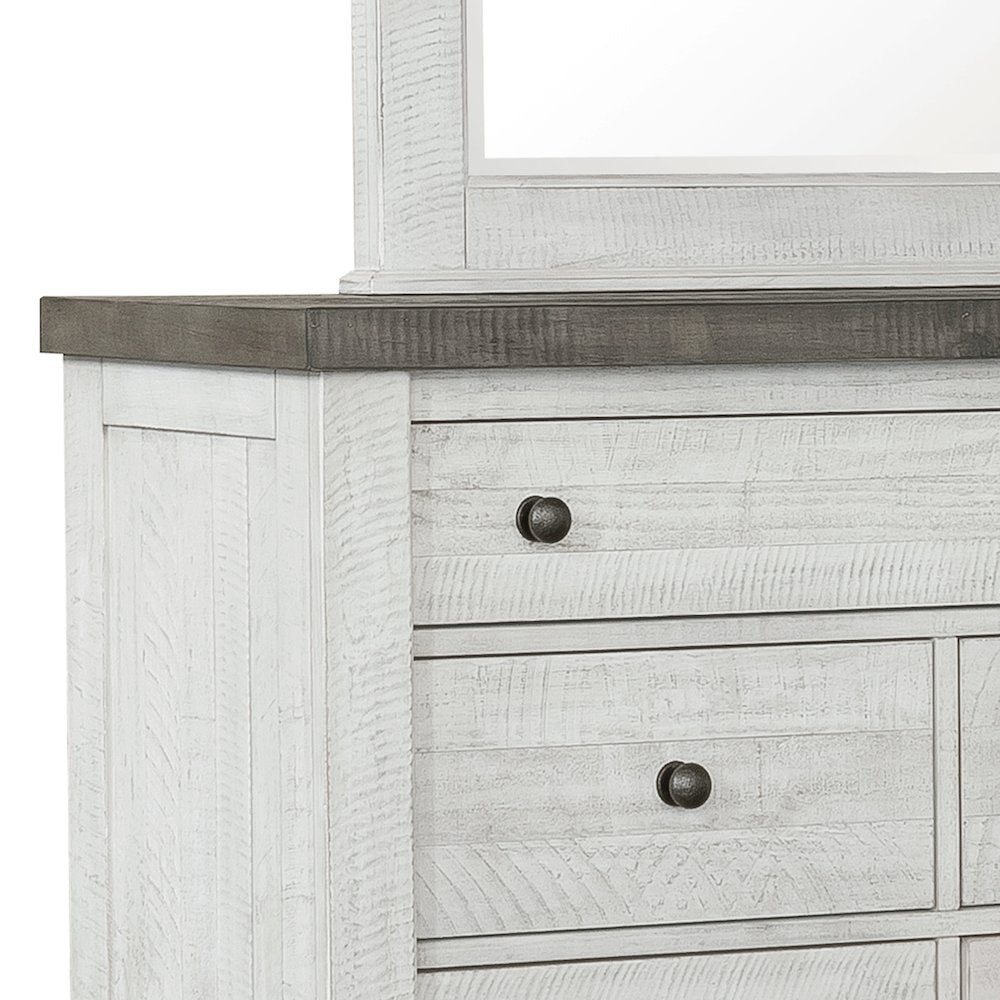 Samuel Lawrence Valley Ridge Distressed White 10 Drawer Dresser With Mirror