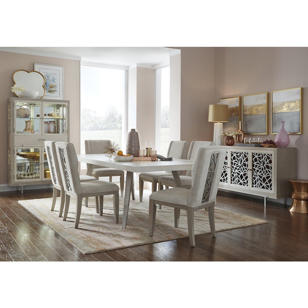 Lenox Warm Silver And Acadia White Extendable Rectangular Dining Table