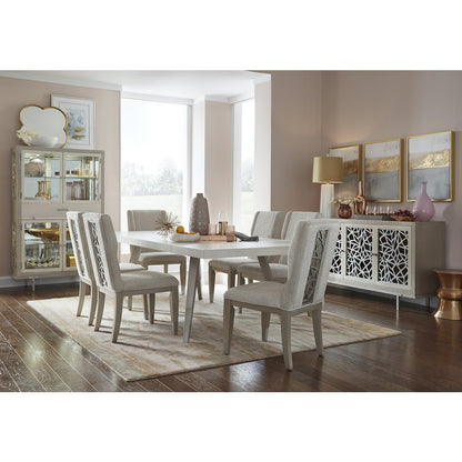 Lenox Warm Silver And Acadia White Extendable Rectangular Dining Table