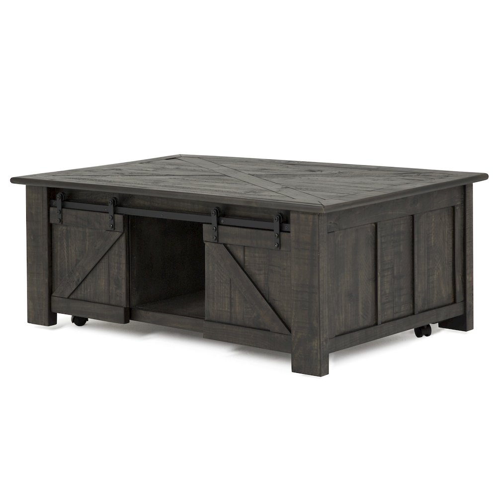 Garrett Weathered Charcoal Rectangular Lift Top Cocktail Table With Casters