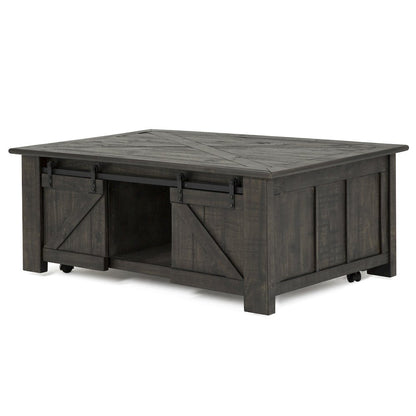 Garrett Weathered Charcoal Rectangular Lift Top Cocktail Table With Casters