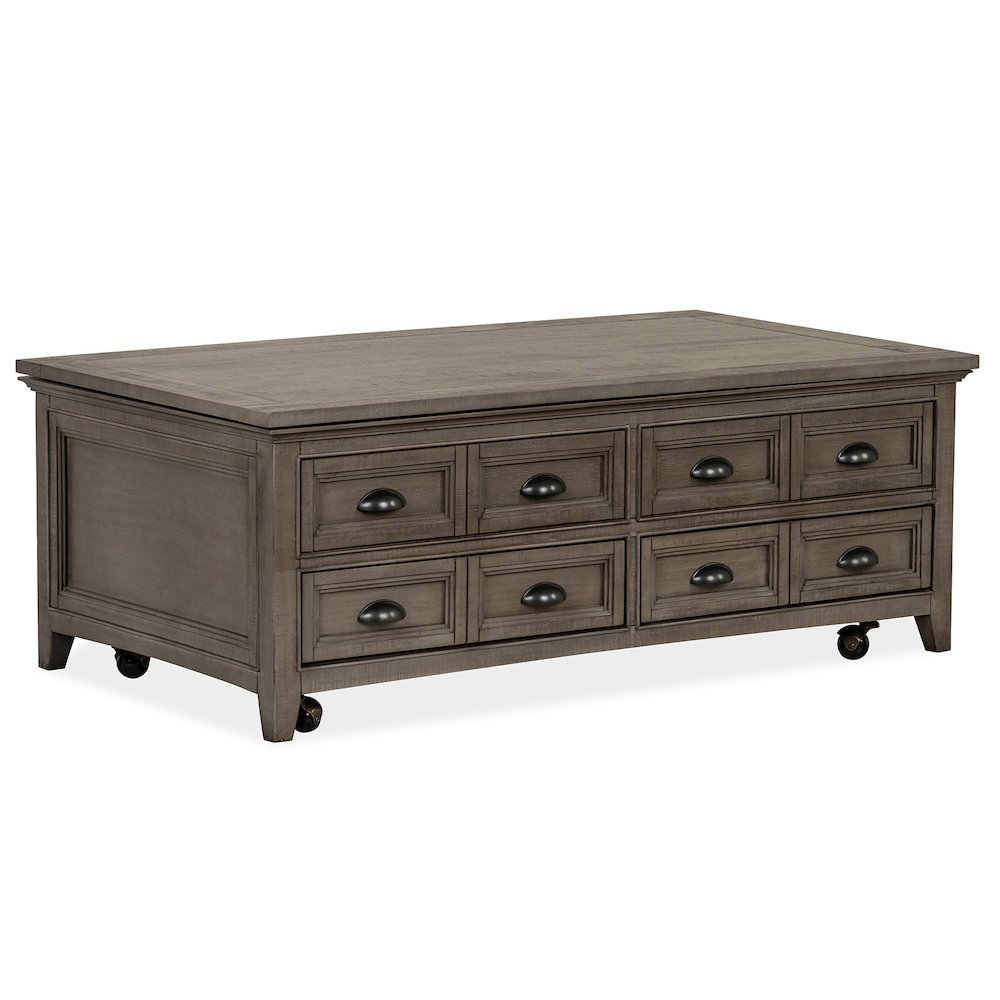 Paxton Place Dovetail Grey Lift Top Storage Cocktail Table With Casters