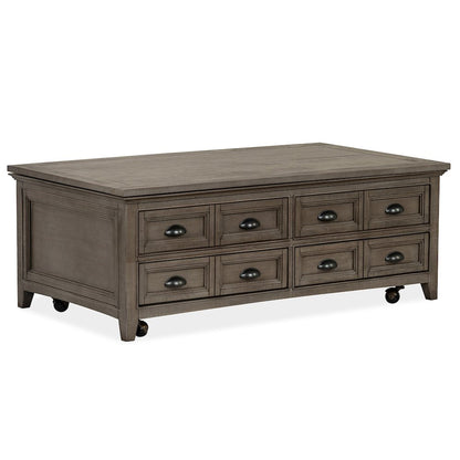 Paxton Place Dovetail Grey Lift Top Storage Cocktail Table With Casters