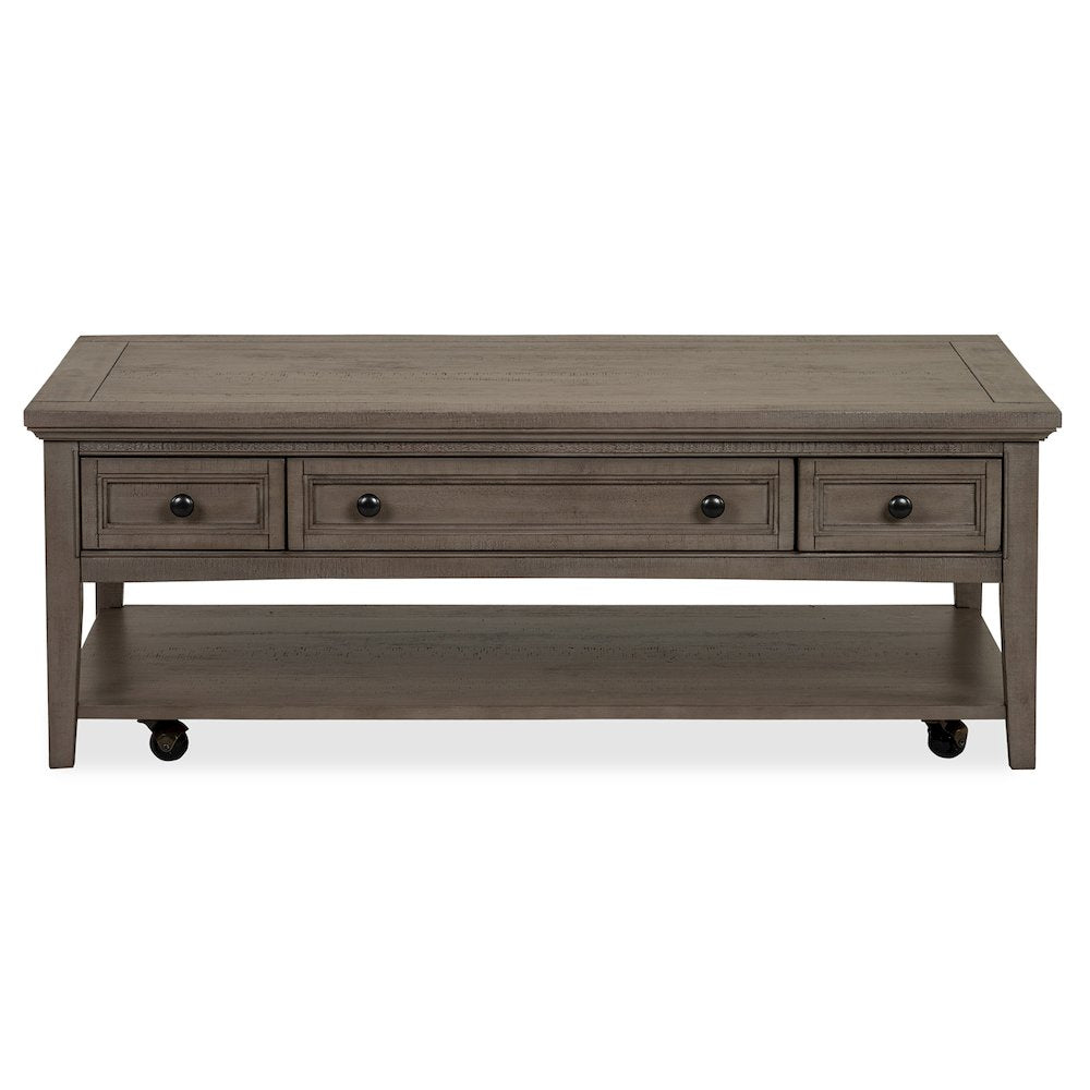 Paxton Place Dovetail Grey Rectangular Cocktail Table With Casters