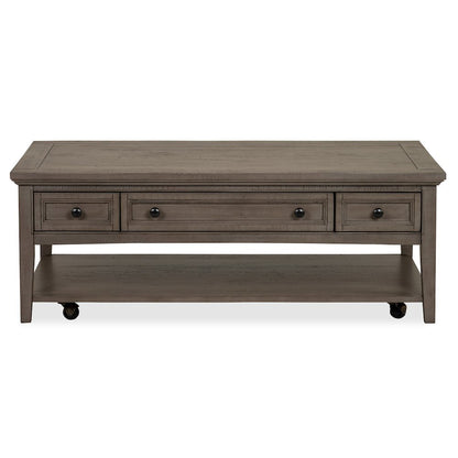 Paxton Place Dovetail Grey Rectangular Cocktail Table With Casters