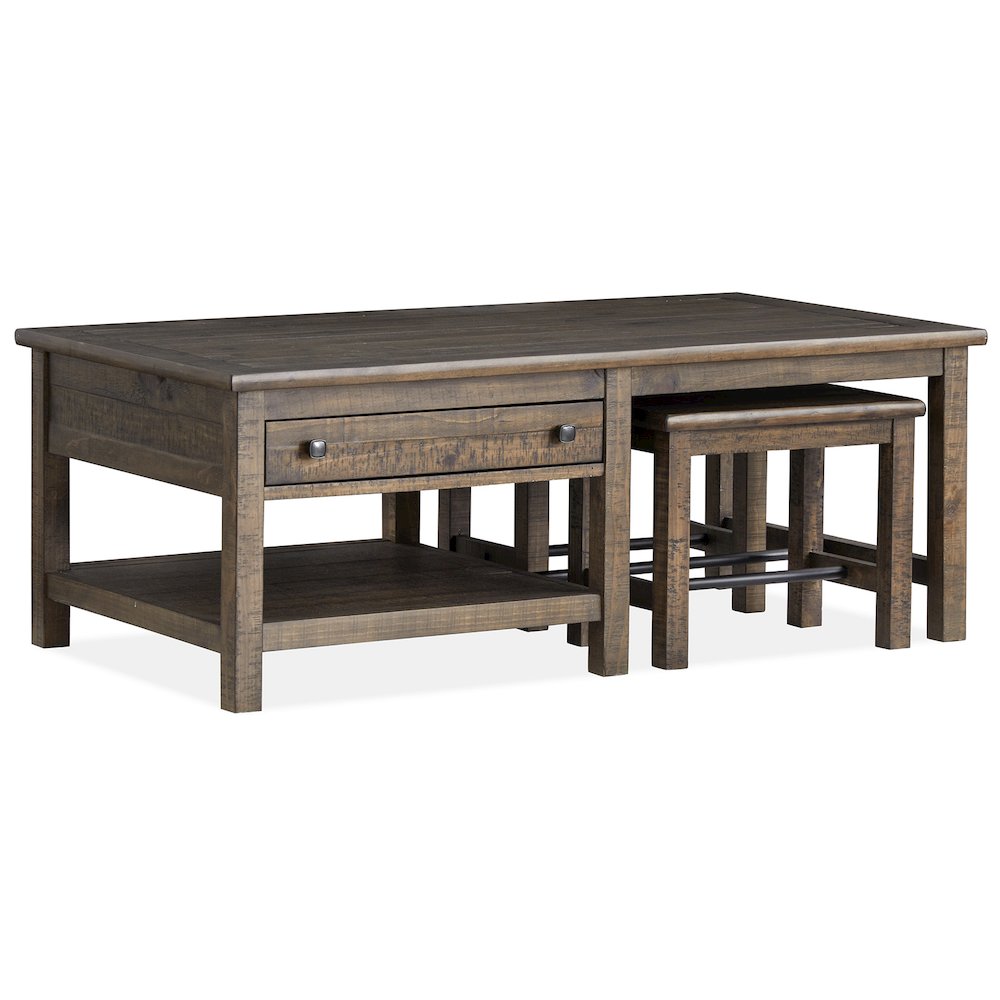 Smithton Homestead Brown Rectangular Cocktail Table With 2 Stools
