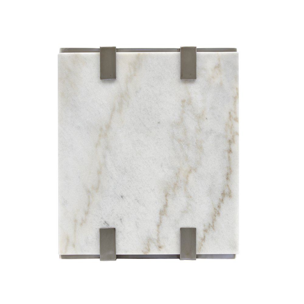 Pearl White And Roasted Almond And Brushed Platinum Rectangular End Table