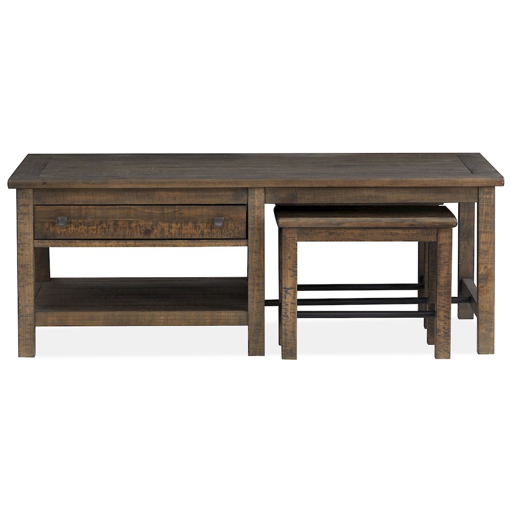 Smithton Homestead Brown Rectangular Cocktail Table With 2 Stools