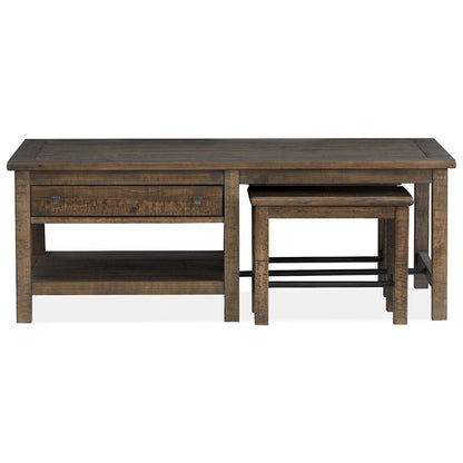 Smithton Homestead Brown Rectangular Cocktail Table With 2 Stools