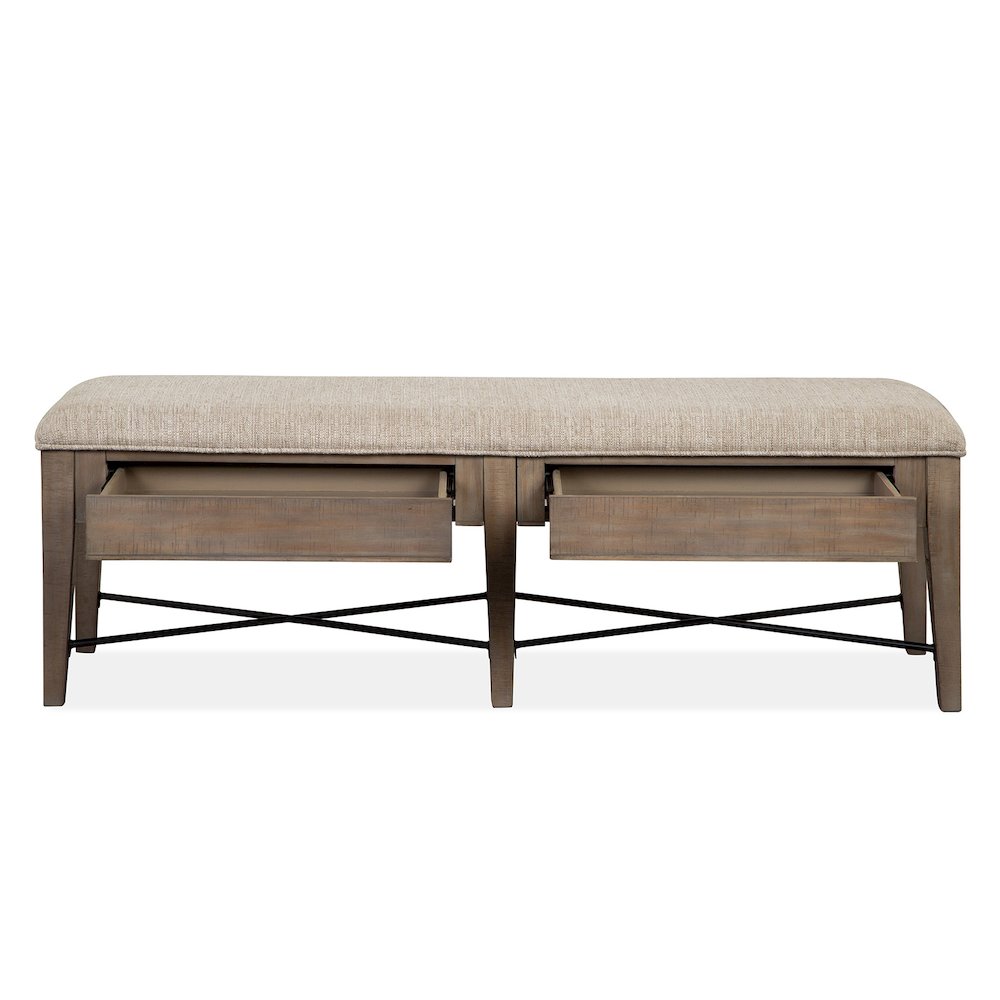 Paxton Place Dovetail Grey Upholstered Bench