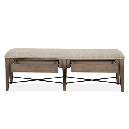 Paxton Place Dovetail Grey Upholstered Bench
