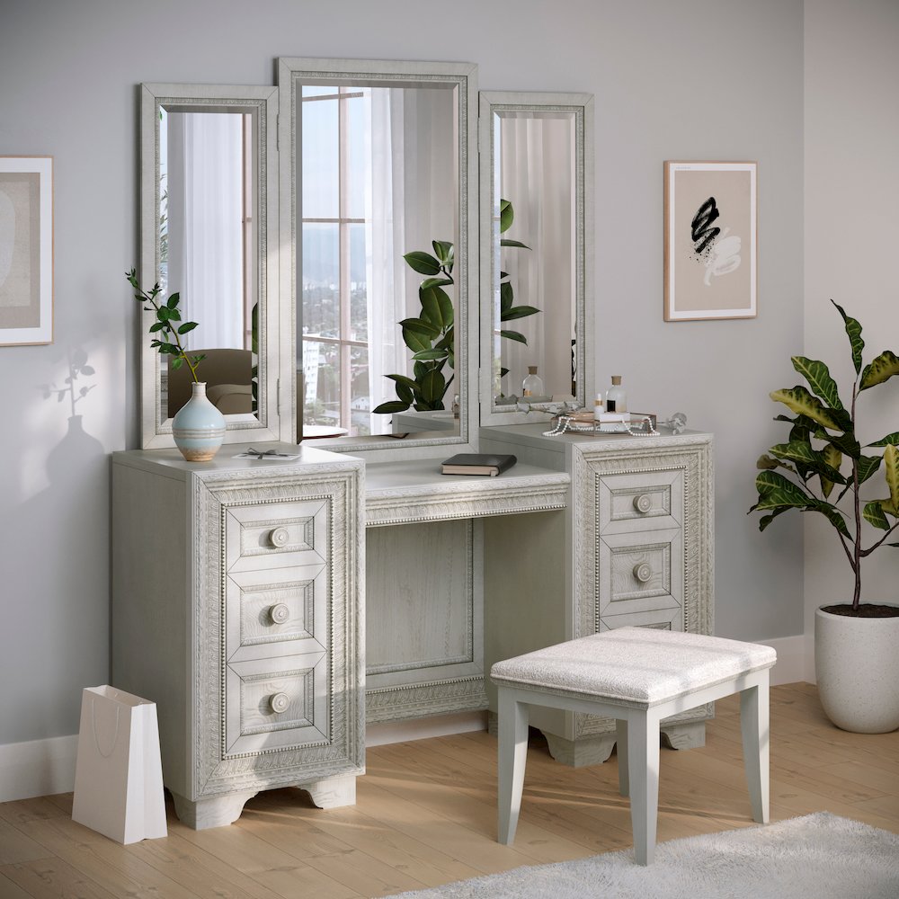 Pulaski Camila Creamy White Vanity With Mirror