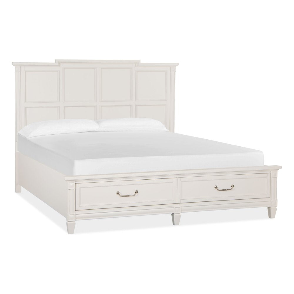 Egg Shell White With Slight Rub Through California King Panel Storage Bed