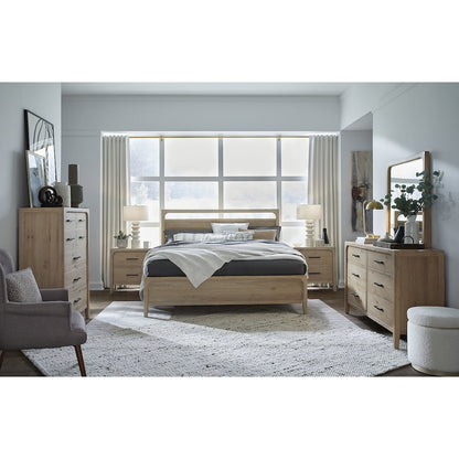 Somerset Butternut Double Drawer Dresser With Landscape Mirror
