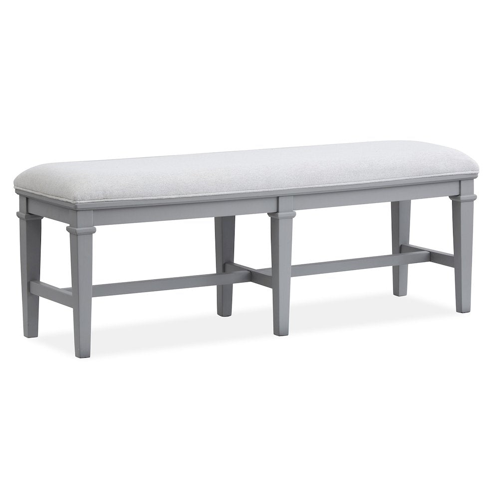 Charleston Harbor Gray Grey Upholstered Bench