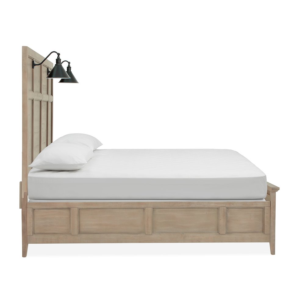 Paxton Place Dovetail Grey California King Lamp Panel Bed