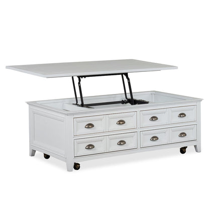 Heron Cove Chalk White Lift Top Storage Cocktail Table With Casters