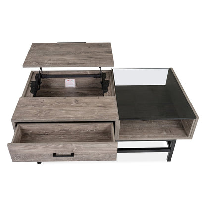 Fenwick Whitetail Brown And Smoke Glass Rectangular Lift Top Cocktail Table