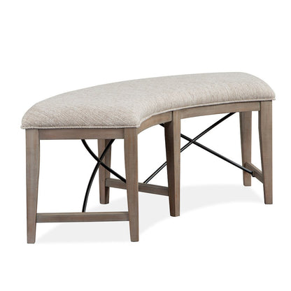 Paxton Place Dovetail Grey Upholstered Curved Bench