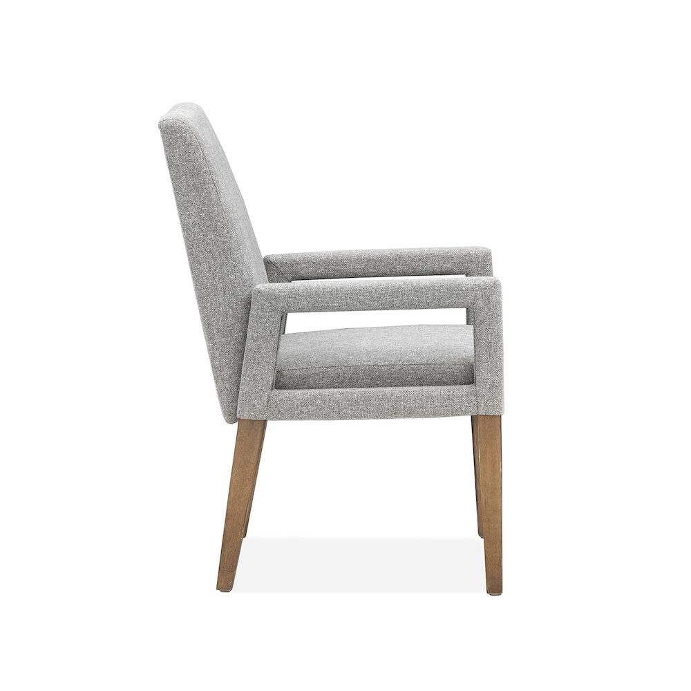 Lindon Belgian Wheat Grey Upholstered Arm Chair Two Pack