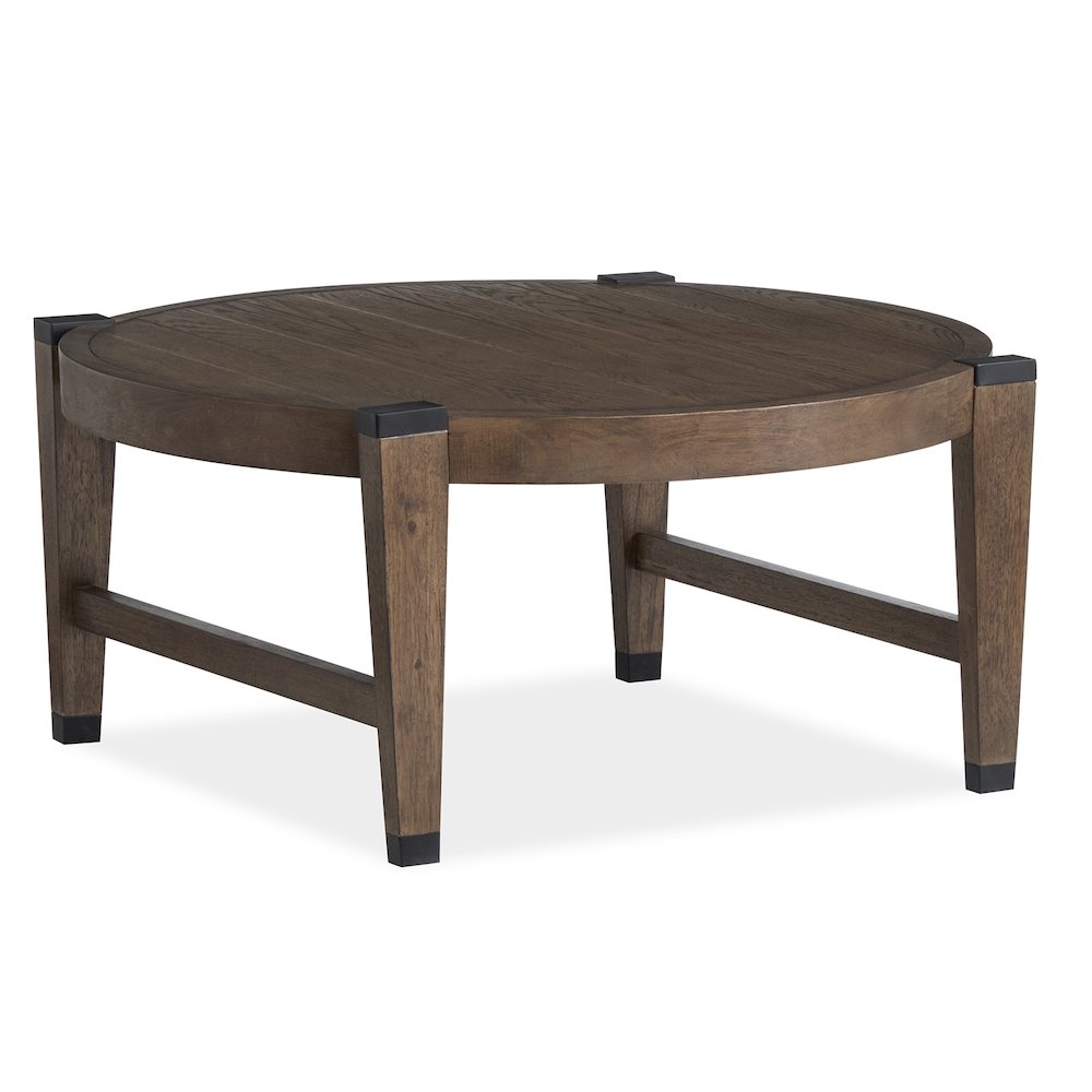 Kaysen Wallaby And Matte Black Round Cocktail Table