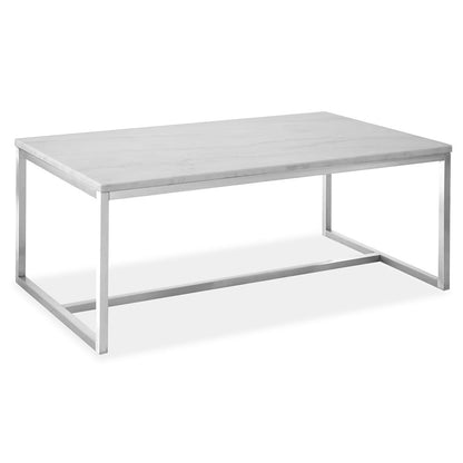 Esme White Marble And Brushed Nickel Rectangular Cocktail Table