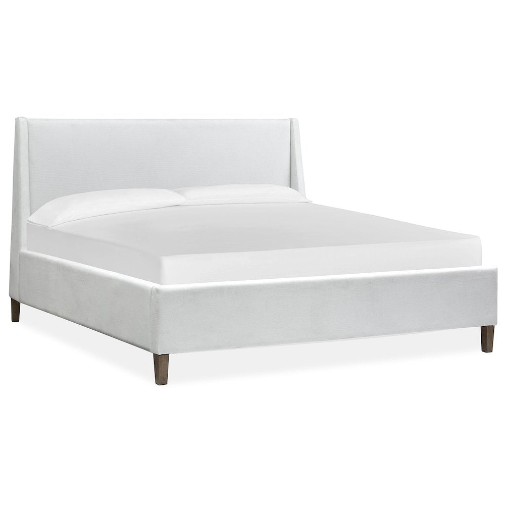 Lindon Belgian Wheat California King White Upholstered Island Bed