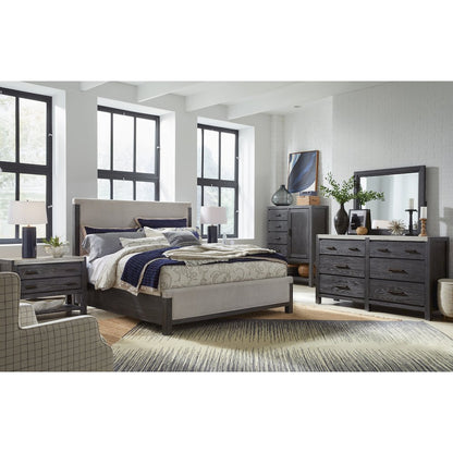 Plum Creek Ravenwood Black California King Upholstered Panel Bed
