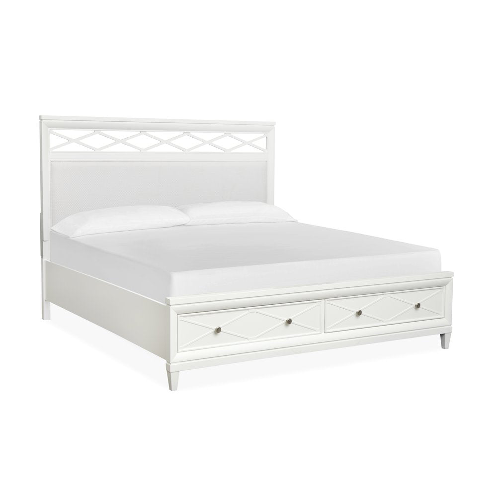 Springhouse Whisper White California King Upholstered Panel Storage Bed