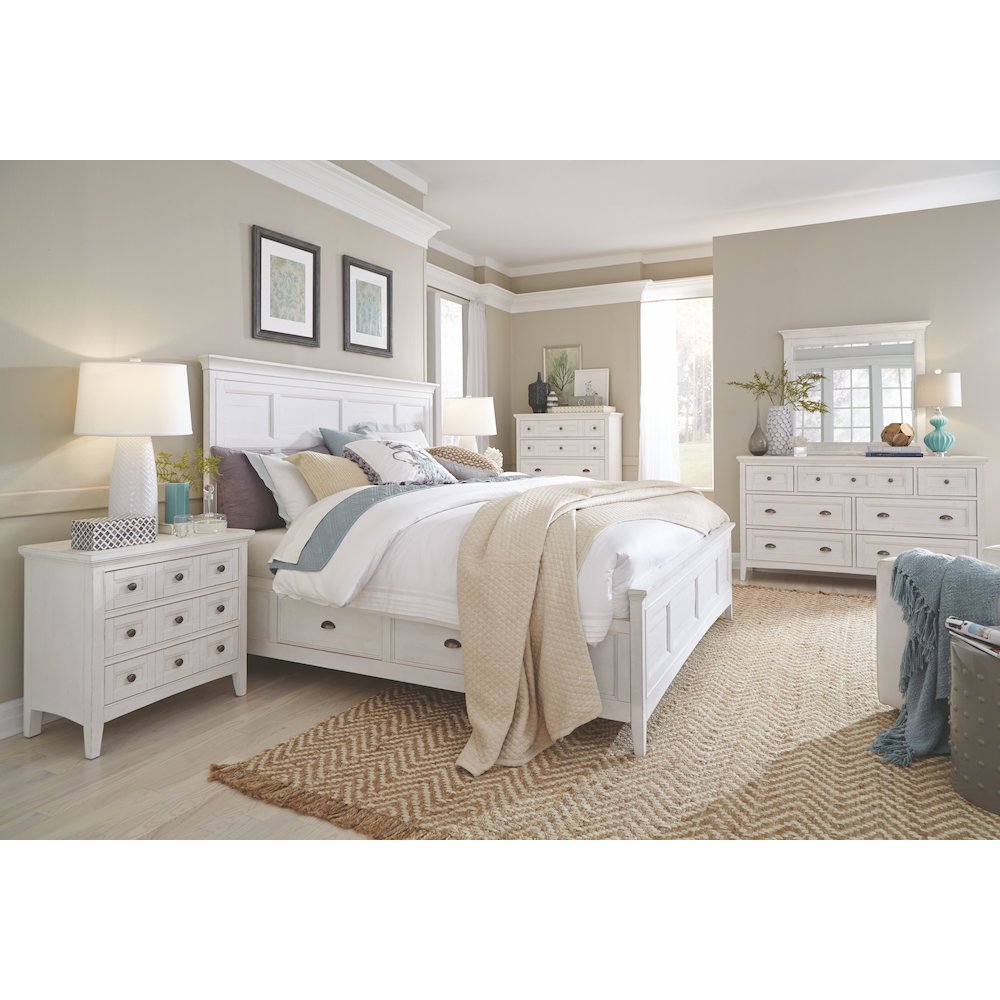 Heron Cove Chalk White And Dovetail Grey Drawer Dresser With Landscape Mirror