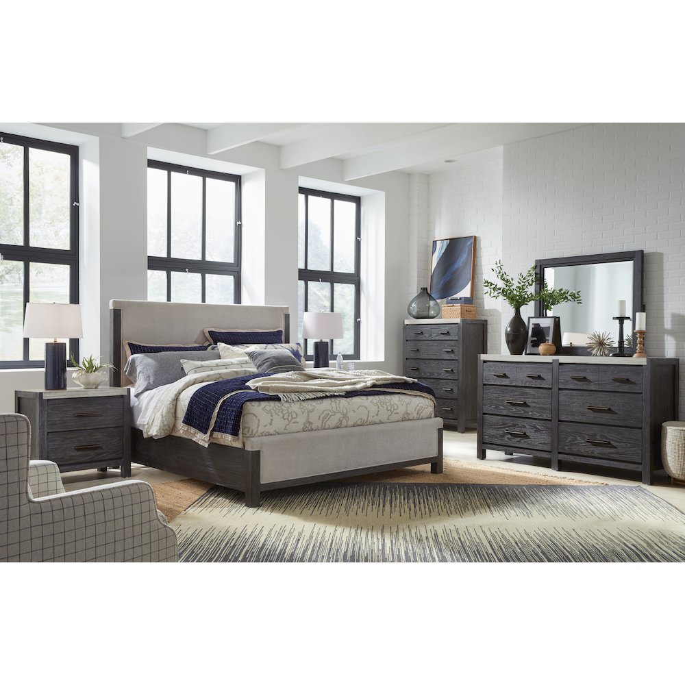 Plum Creek Ravenwood Black California King Upholstered Panel Bed