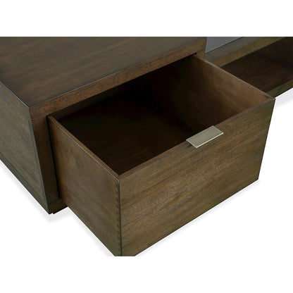 Merrick Homestead Brown And Clear Glass Rectangular Cocktail Table With Casters