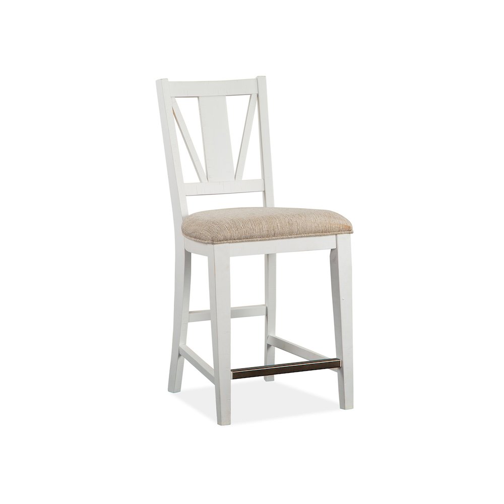 Heron Cove Chalk White And Dovetail Grey Upholstered Counter Chair Two Pack