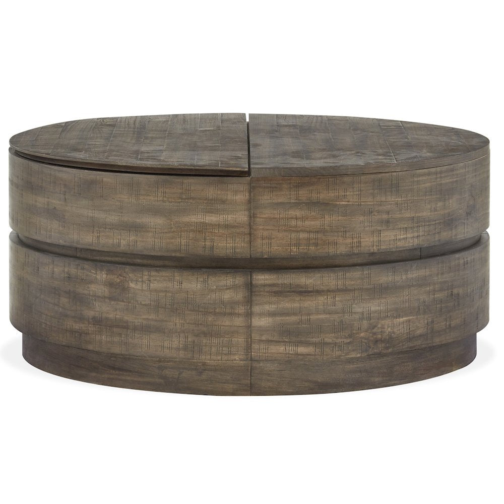 Baisden Tobacco Round Lift Top Cocktail Table With Casters