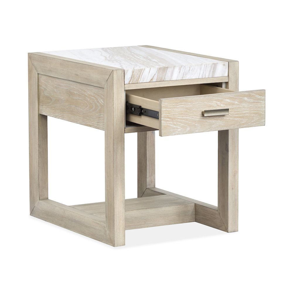 Preston Gallery Buff And Antique Silver Rectangular End Table