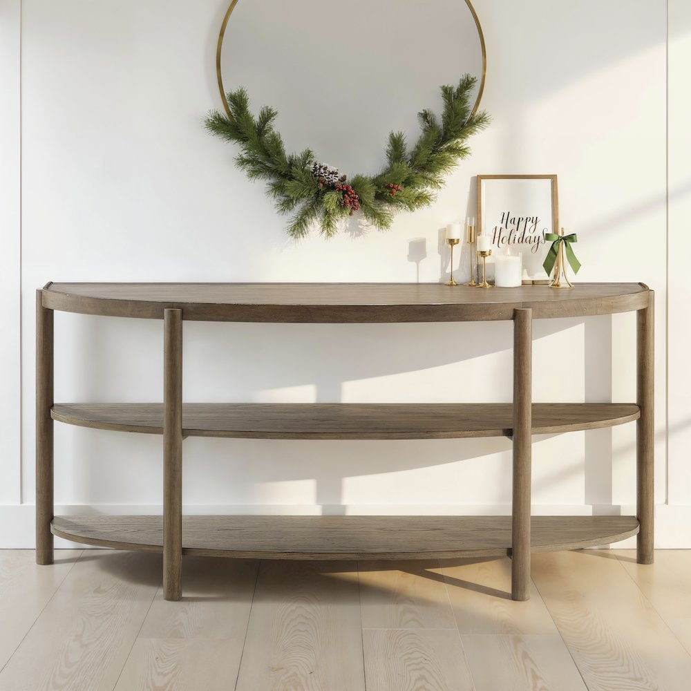 Hadleigh Brown Honey Demilune Sofa Table