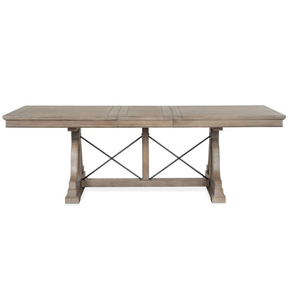 Paxton Place Dovetail Grey Extendable Trestle Dining Table
