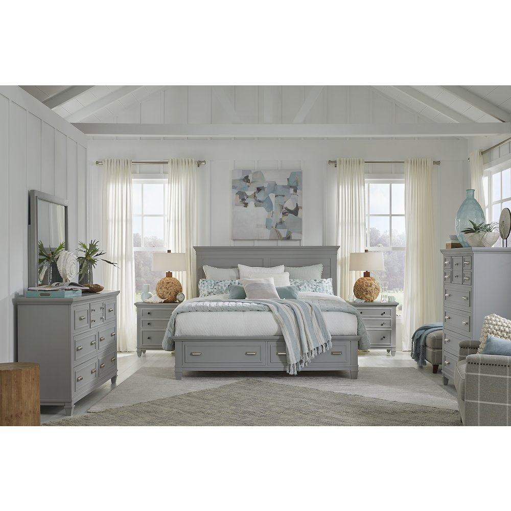Charleston Harbor Gray Queen Grey Panel Storage Bed