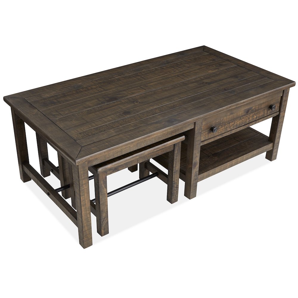 Smithton Homestead Brown Rectangular Cocktail Table With 2 Stools