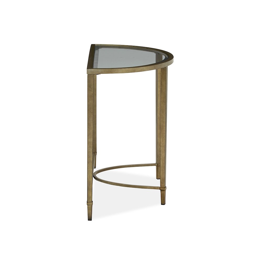 Copia Antiqued Silver With Gold Tint Demilune Sofa Table