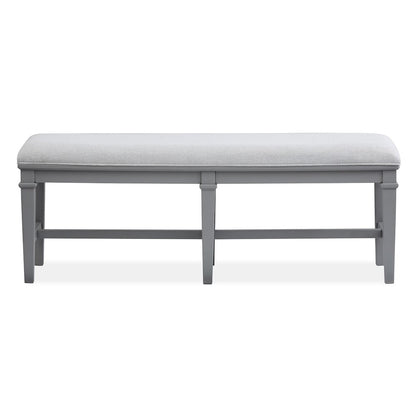 Charleston Harbor Gray Grey Upholstered Bench