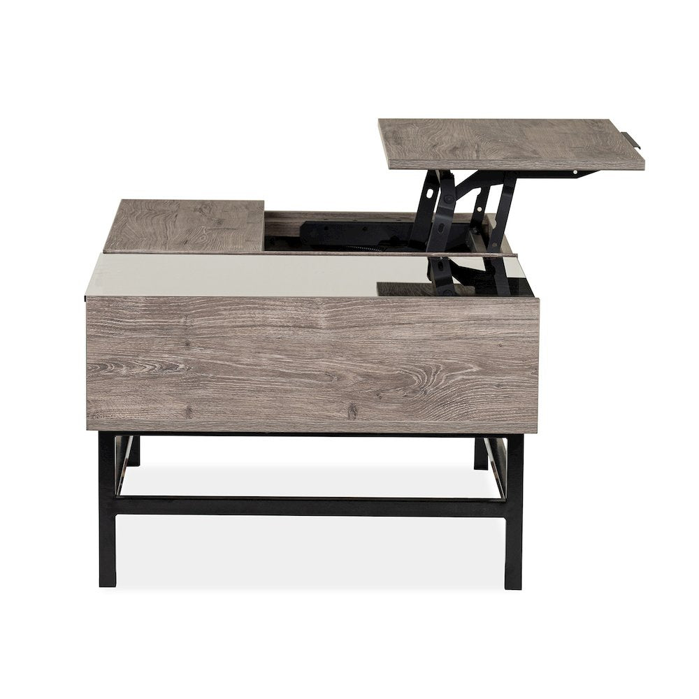 Fenwick Whitetail Brown And Smoke Glass Rectangular Lift Top Cocktail Table