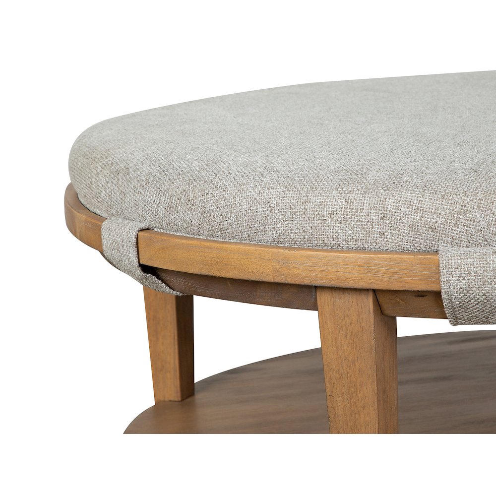 Lindon Belgian Wheat Grey Round Cocktail Table With Casters