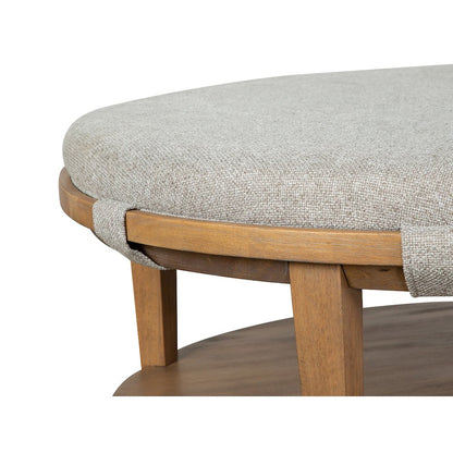 Lindon Belgian Wheat Grey Round Cocktail Table With Casters