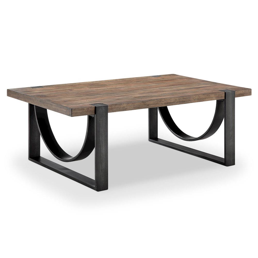 Bowden Rustic Honey And Distressed Iron Rectangular Cocktail Table