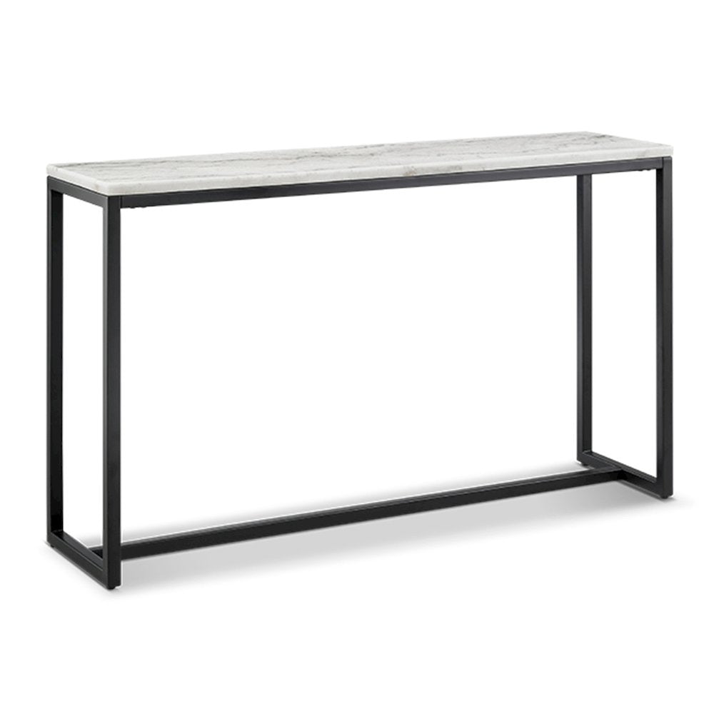 Torin White Marble And Matte Black Rectangular Sofa Table