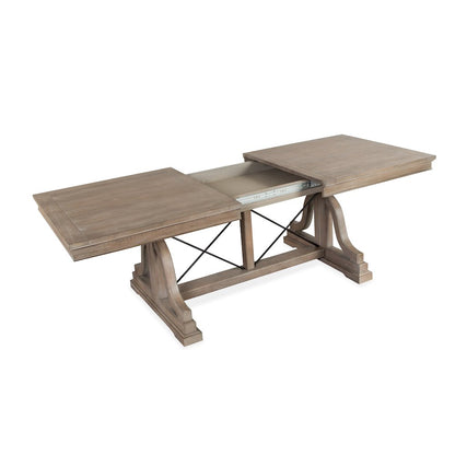 Paxton Place Dovetail Grey Extendable Trestle Dining Table