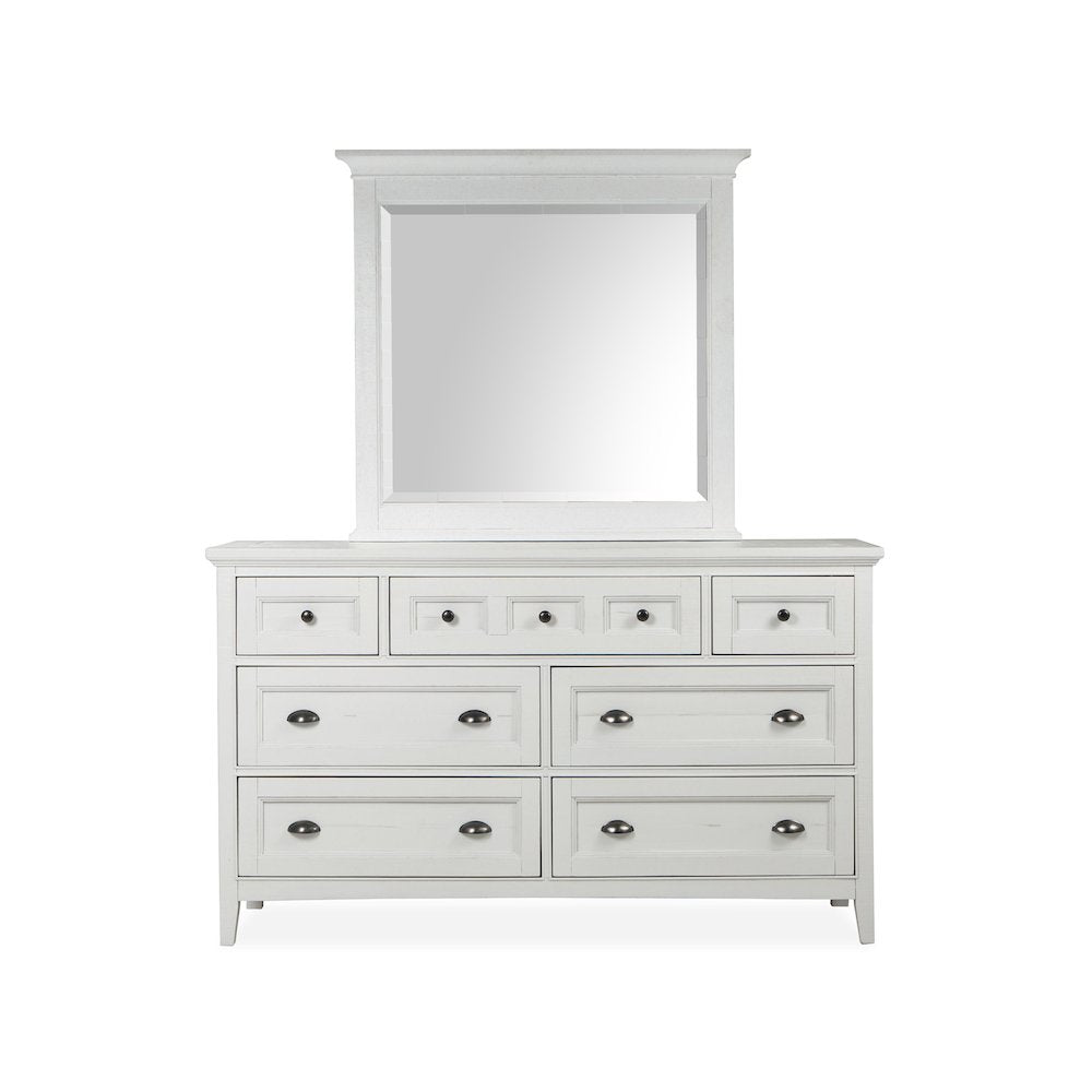 Heron Cove Chalk White And Dovetail Grey Drawer Dresser With Landscape Mirror